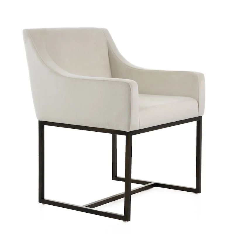 Elijah Modern Beige and Copper Antique Brass Dining Chair