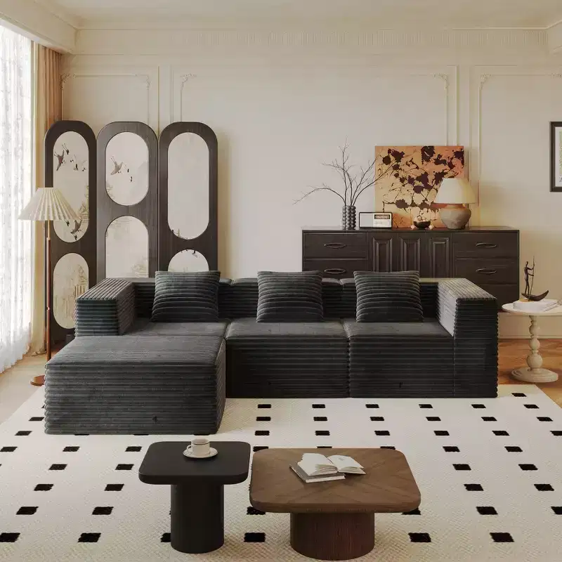 Whisen Modular Sectional Sofa with Chaise, L Shaped Cloud Couch, No Assembly Required