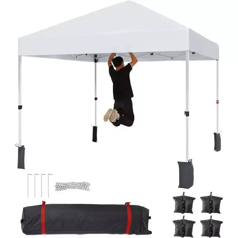 Outdoor Tent, Portable Coating Tent 8 x 8 ft, Picnic Tent, Folding Canopy Tent with Hand Bag, Waterproof Windproof UV Protection Tent, White