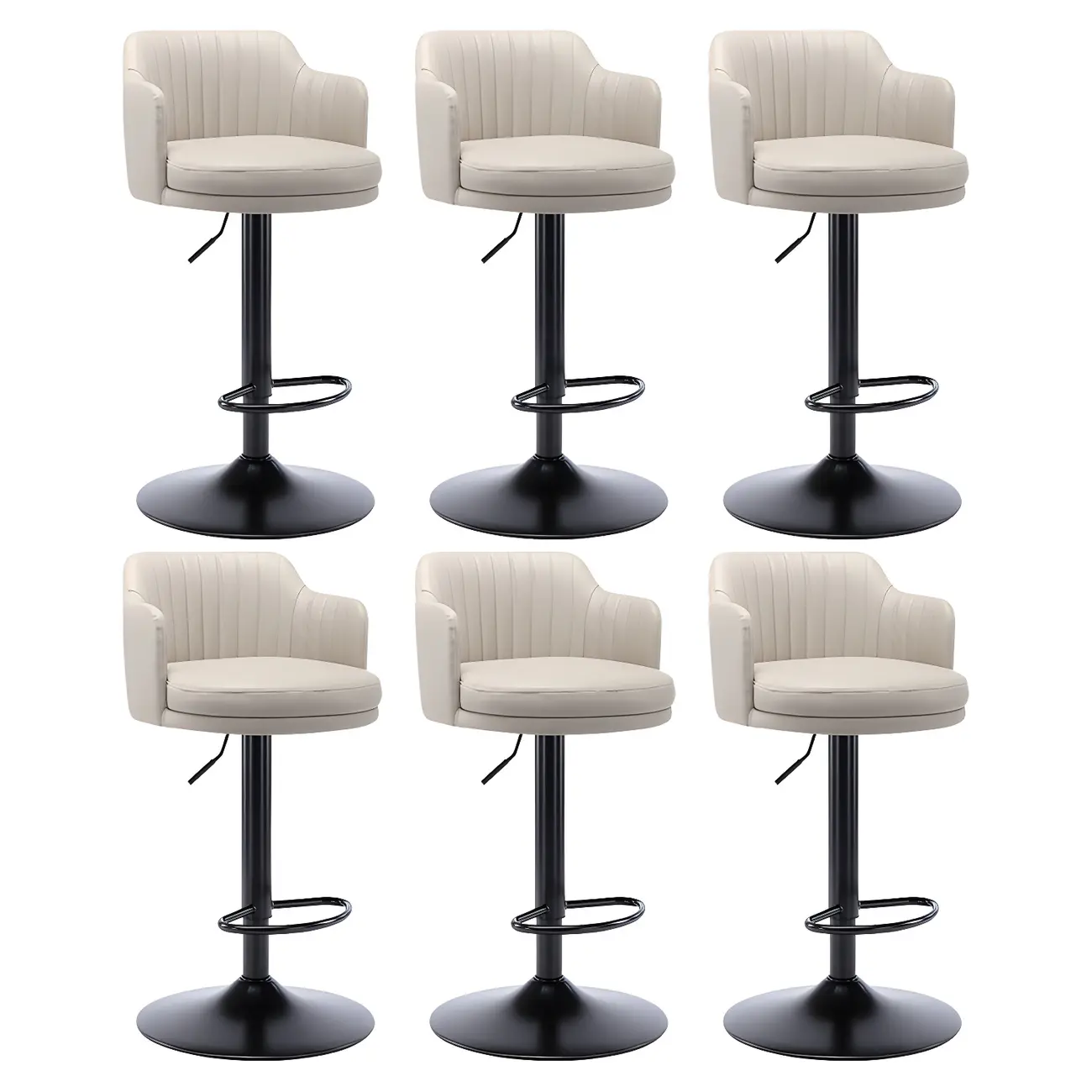 Modern Leather Armrests Swivel Adjustable Bar Stool