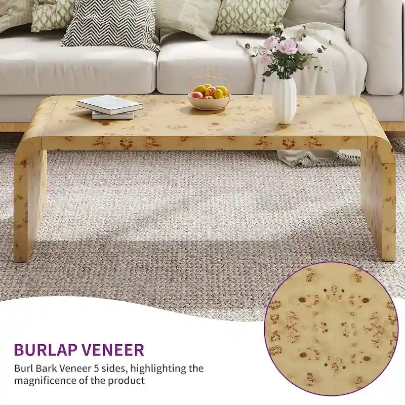 Moasis 45 Arched Burl Leather Coffee Table