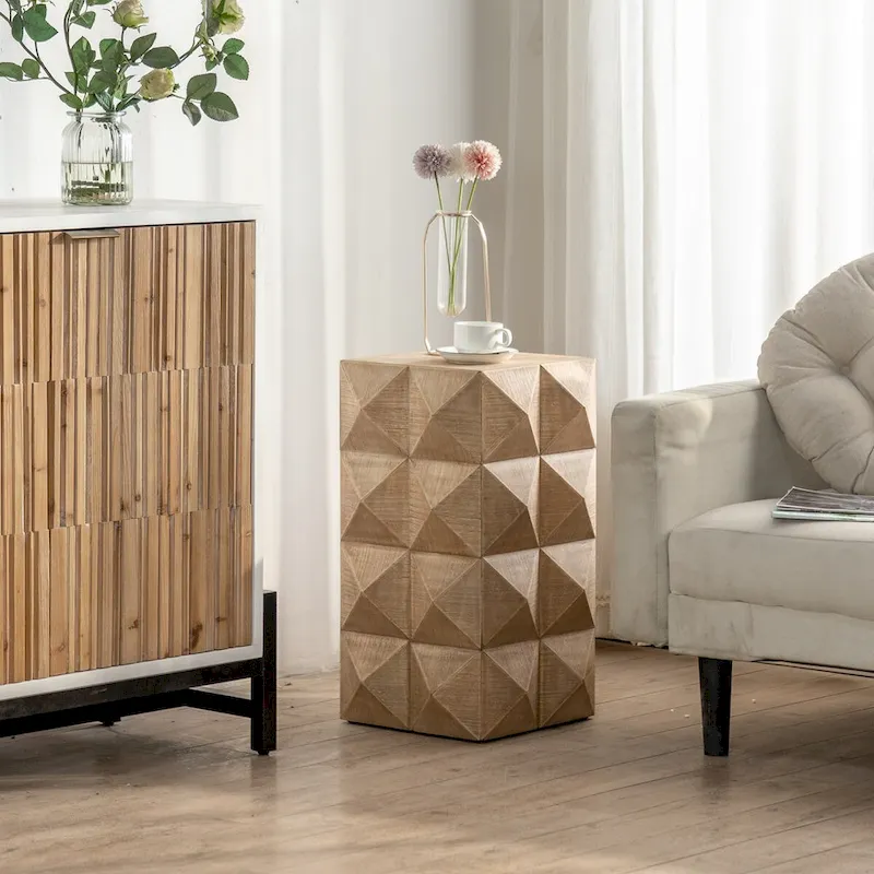 23.62 Height Three-dimensional Embossed Pattern Design Retro Coffee Table Retro Furniture