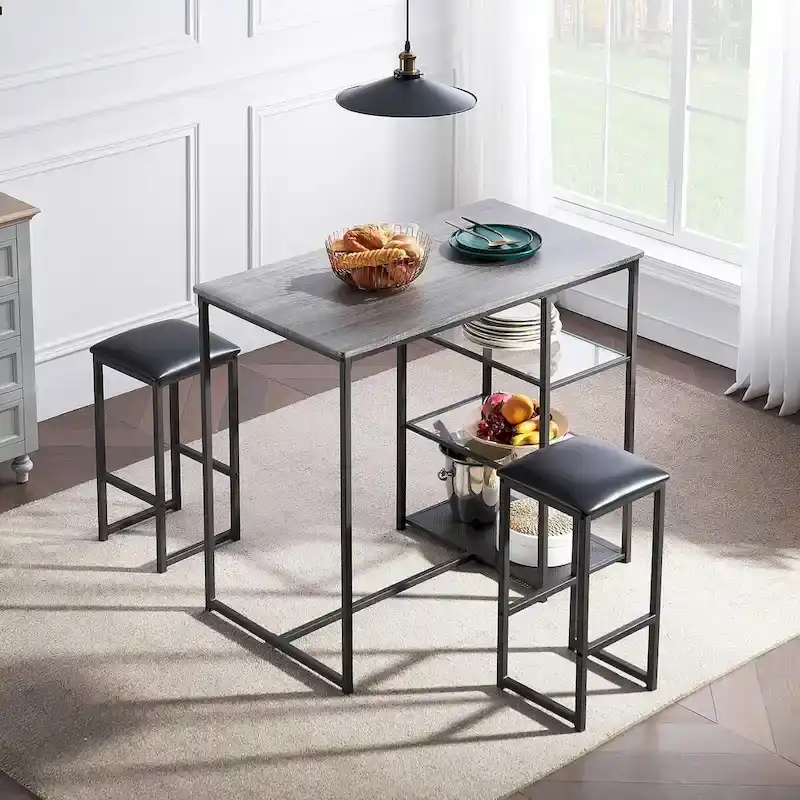 VECELO 3-Pieces Counter Dining Table Set