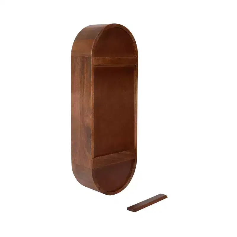 Kate and Laurel Hutton Wood Capsule Wall Shelf, Walnut Brown, 13x33
