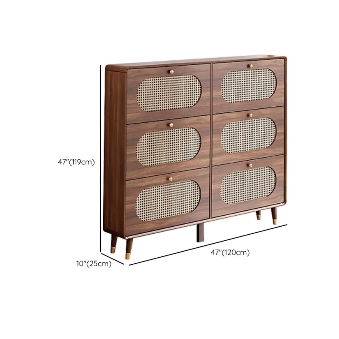 Bohemian Slim Brown Drop-Front Wood Shoe Cabinet