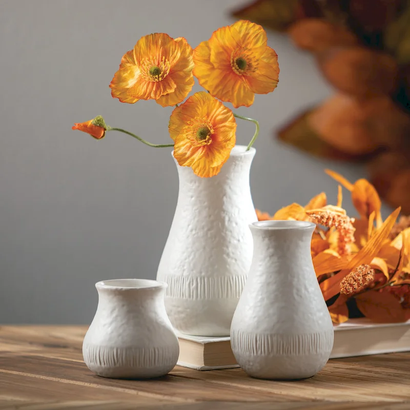 Sullivans 3 , 5  & 6  White Chiffon Stone Vase - Set Of 3