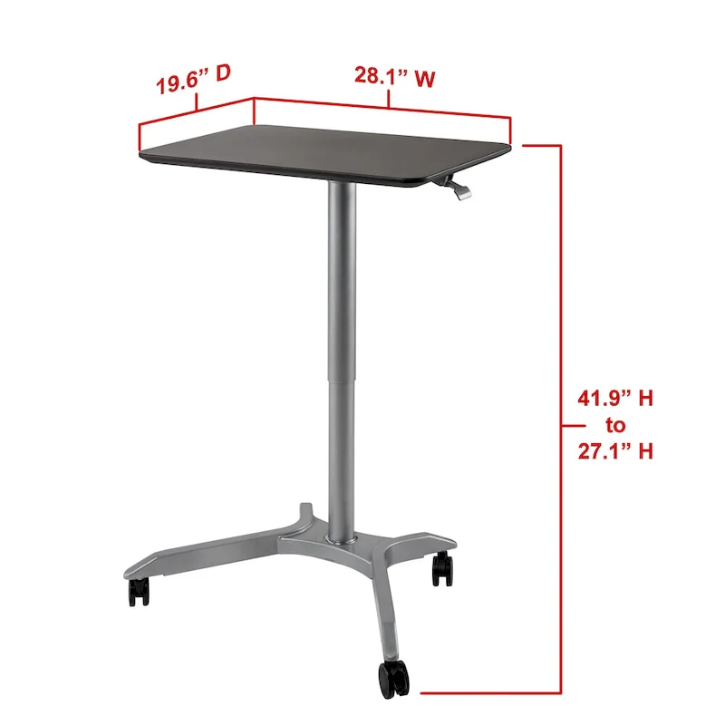 Espresso / White Pneumatic Sit-Stand Mobile Desk, Single User