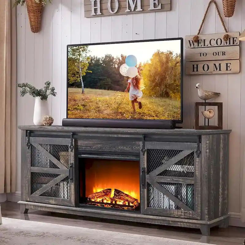 Farmhouse Fireplace TV Stand, Entertainment Center, TV Console