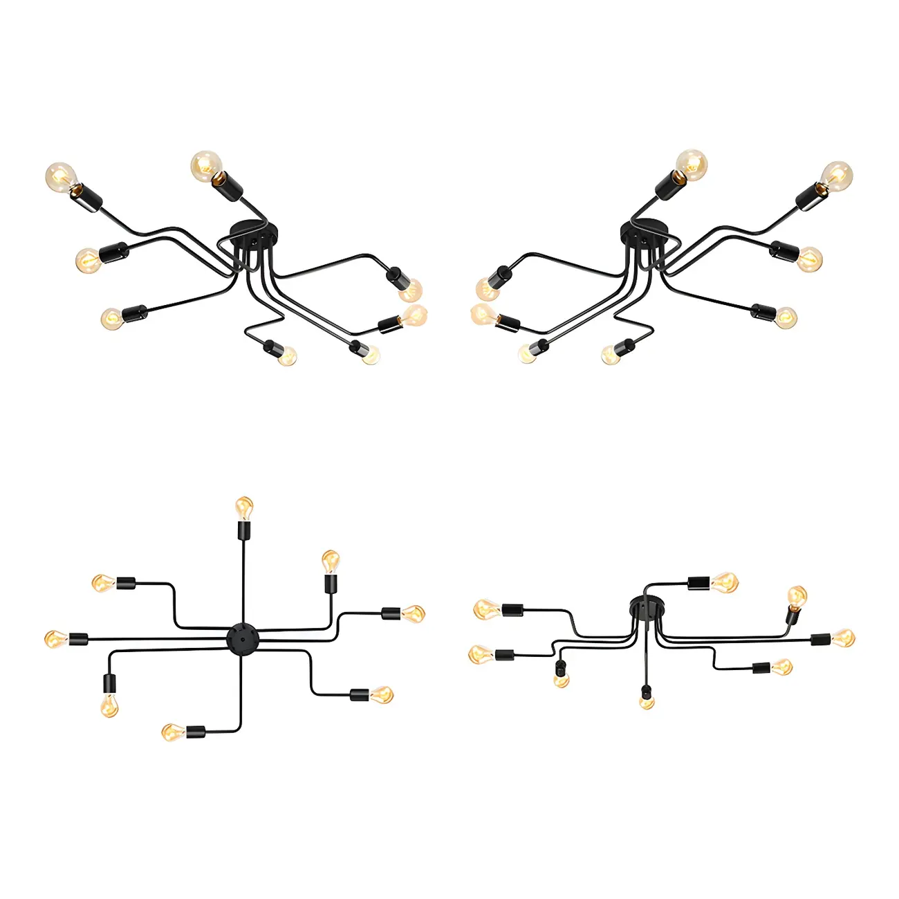 Industrial Branch Metal Semi Flush Ceiling Light