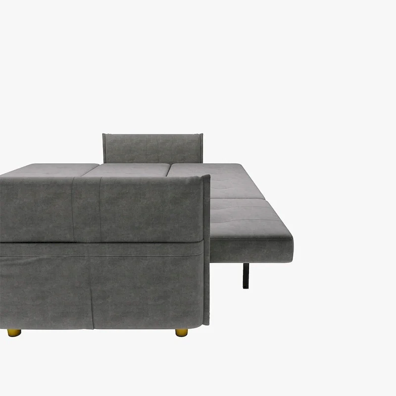 L-Shape Sofa Bed with Scratch-Resistant Fabric and Solid Wood Frame