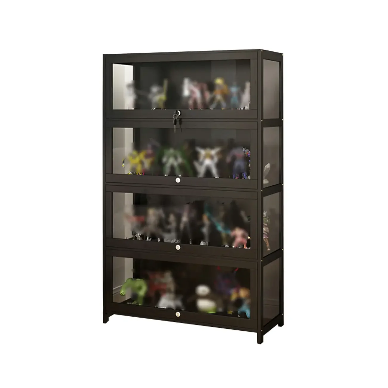 Living Room Modern Black Glass Figurine Display Cabinet