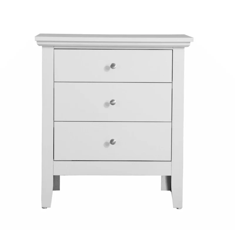 3 Drawer Nightstand, White
