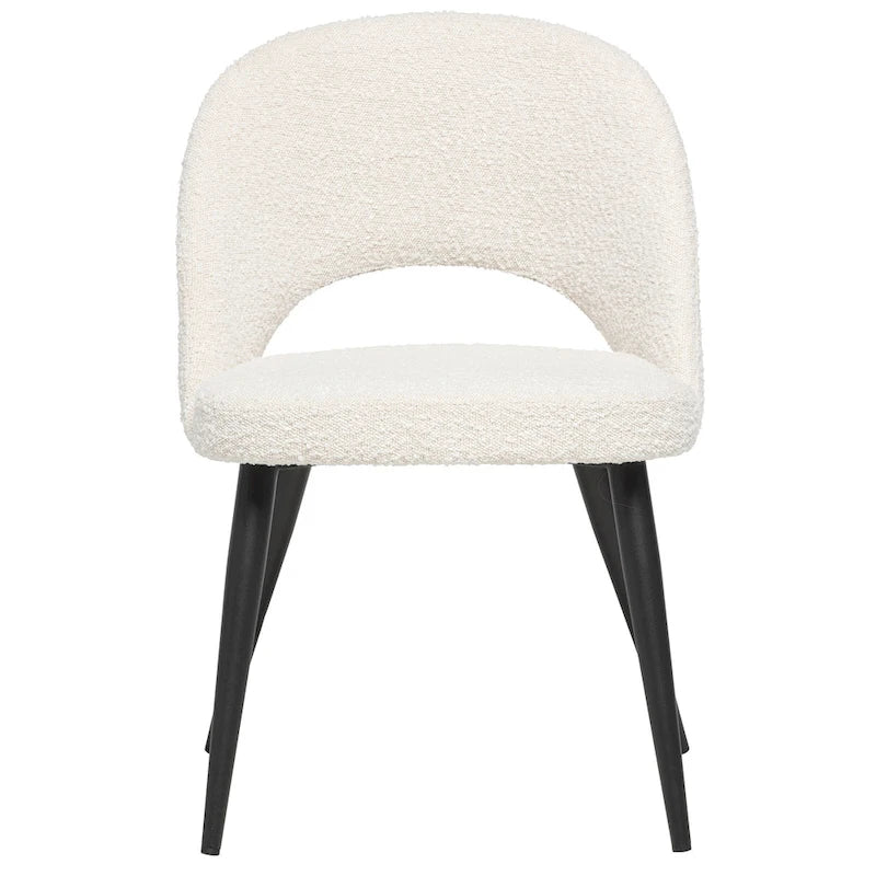 Boucle Upholstered Dining Chair - Beige, Mid-Century Style