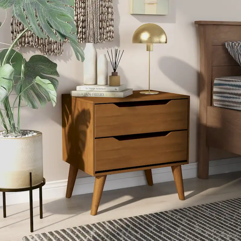 Bodo Mid-century Modern Wood 2-Drawer Nightstand by Carson Carrington