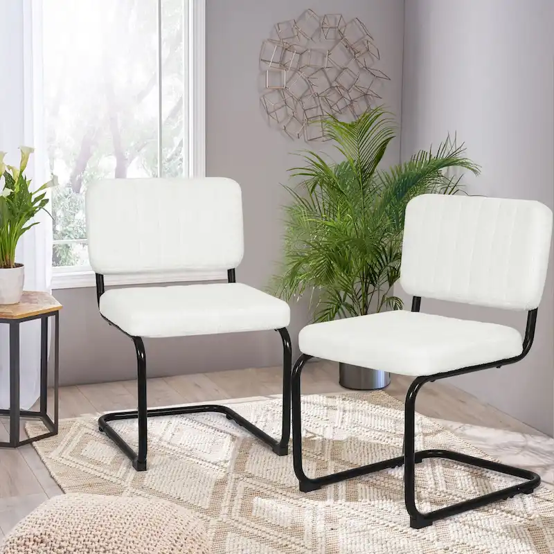 Upholstered Dining Chairs, Set of 2 with Metal Legs