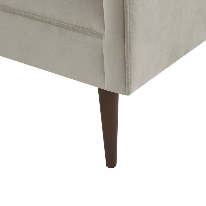 Cream Velvet Accent Bench with Wood Legs - 2 Seater