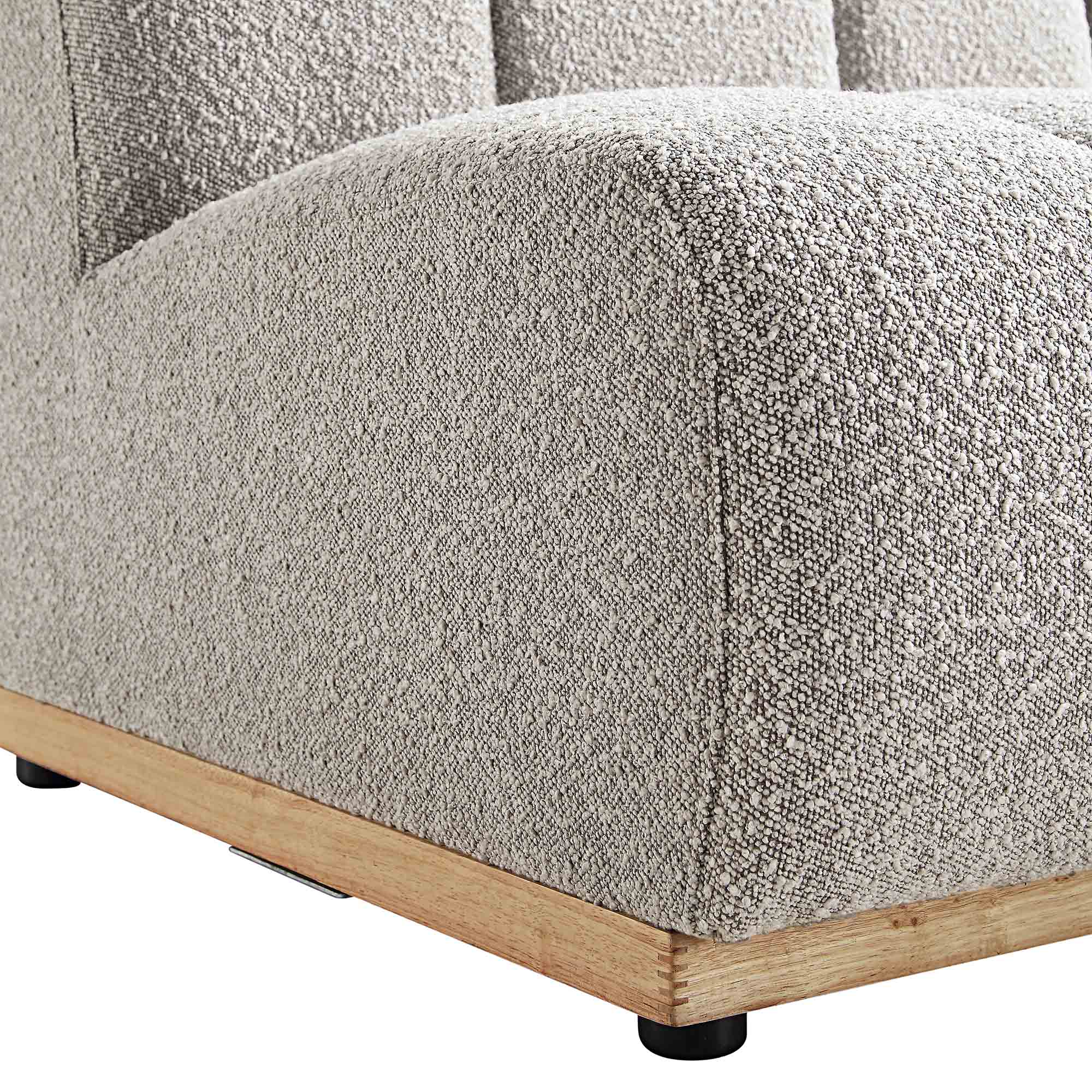 Taupe Boucle Sectional Sofa, 1-Seater Armless Sofa
