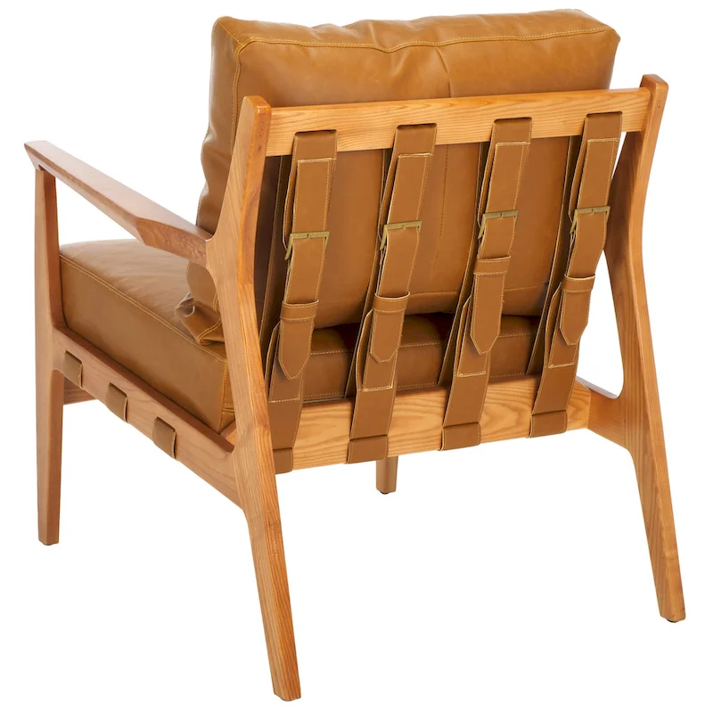 SAFAVIEH Donie Solid Wood Accent Chair with Cushion (Fully Assembled) - 28 In. W x 33 In. D x 34 In. H - 28Wx33Dx34H