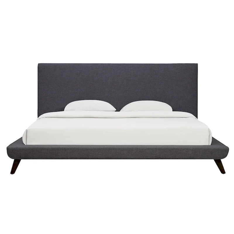 Nixon Mid-century Modern Grey Linen Bed