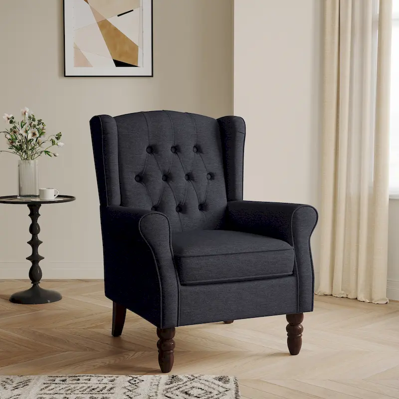 Button-Tufted Accent Chair Wingback Armchair - 38H