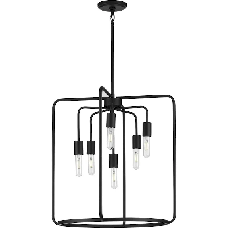 Bonn Collection Six-Light Matte Black Farmhouse Pendant Light - 27.500  x 25.000  x 11.500