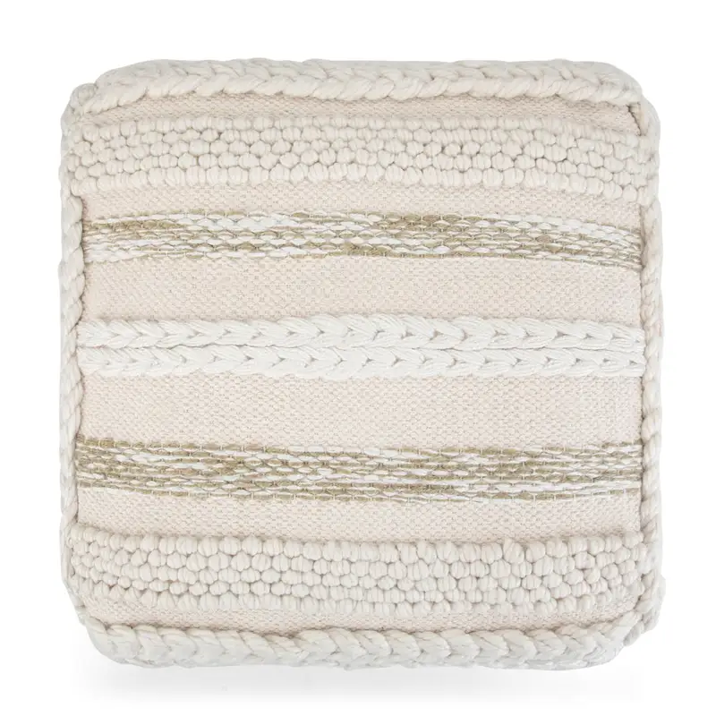 WYNDENHALL Silva Boho Square Pouf in Handloom Woven Pattern