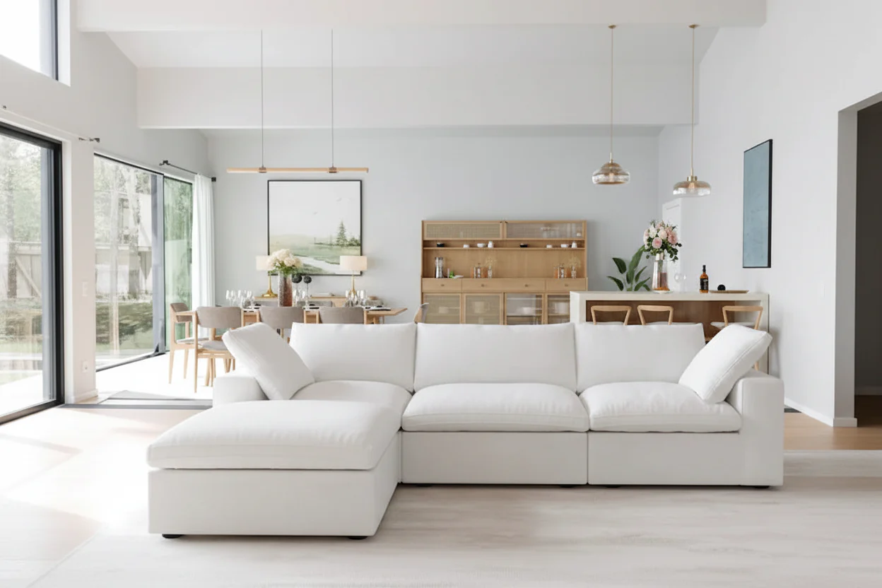 L-shape Linen Upholstered Sectional Sofa Couch