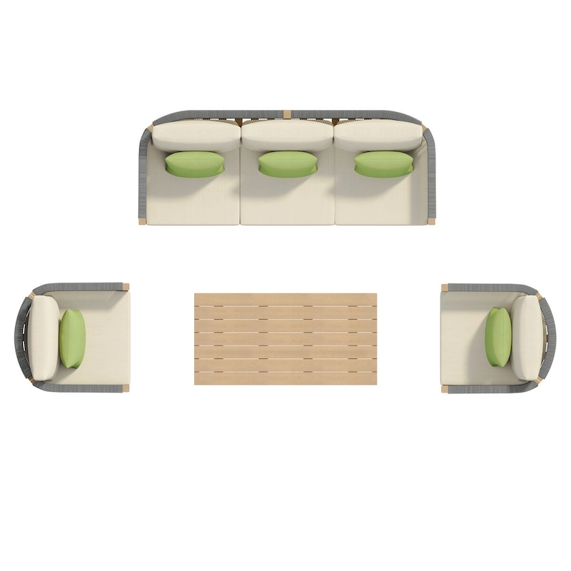 Corvus Iona 4-piece Patio Eucalyptus Wood and Rope Sofa Seating Set with Sunbrella Fabric