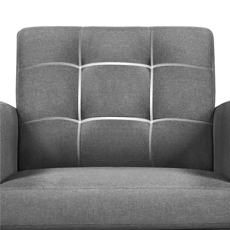 Yaheetech Mid Century Modern Fabric Arm Chair Tufted Accent Chair with Rubber Wooden Leg