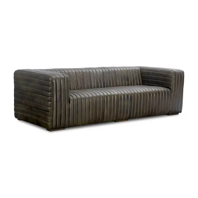 Aurelle Home Caolo Modern Channel-Stitched Leather Sofa