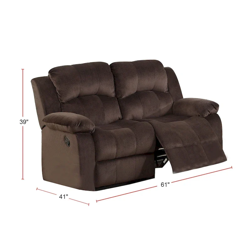 Padded Suede Motion Loveseat in Chocolate