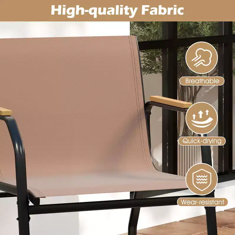 Costway 4 PCS Patio Furniture Set with 2 Rocking Bistro Chairs 2-Tier Coffee Table