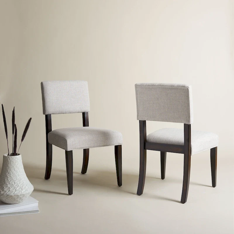 Dark Brown & Light Taupe Wood Dining Chair, Set of 2