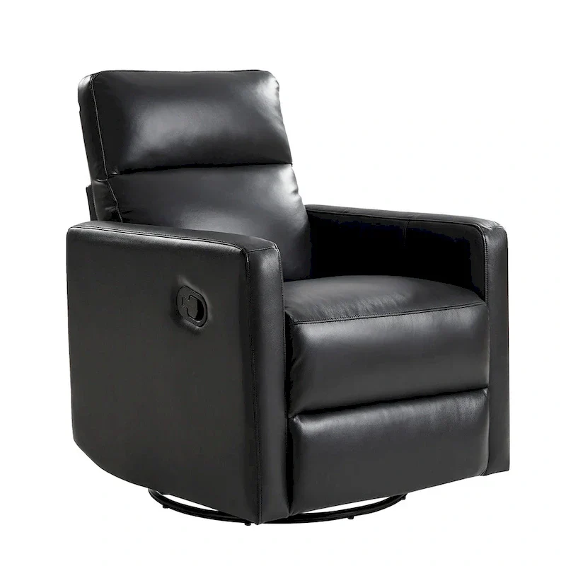 Josefa Modern Genuine Leather Swivel Rocker Recliner by Hulala Home
