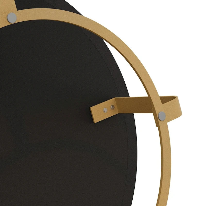 Round Wood Coffee Table with 6-Curved Metal Legs, Modern Style – Black / Gold