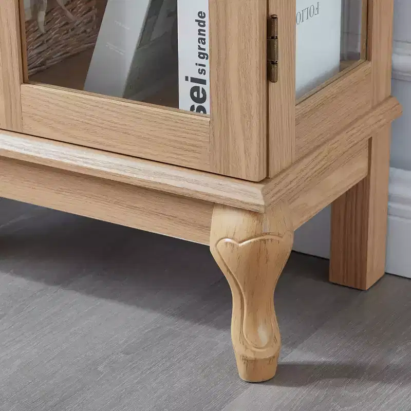 MAYEERTY Living Room TV Cabinet MDF+Tempered Glass 2 Soft-Close Drawers Open Shelves