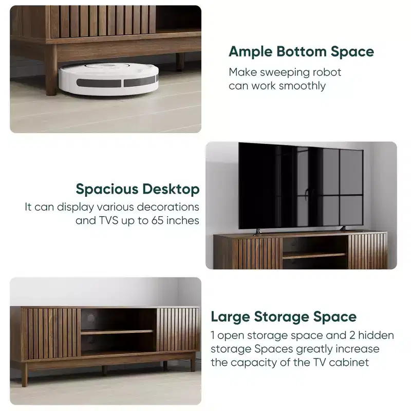 GDFStudio Rajesh Modern Wooden 55 TV Stand with Open Shelves and Cable Hole