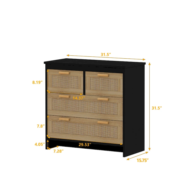 GEITIN 4 Drawers Rattan Cabinet