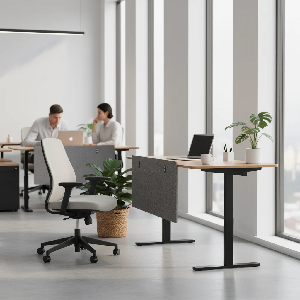 54-Inch Desk Privacy Panel - Beige/Charcoal