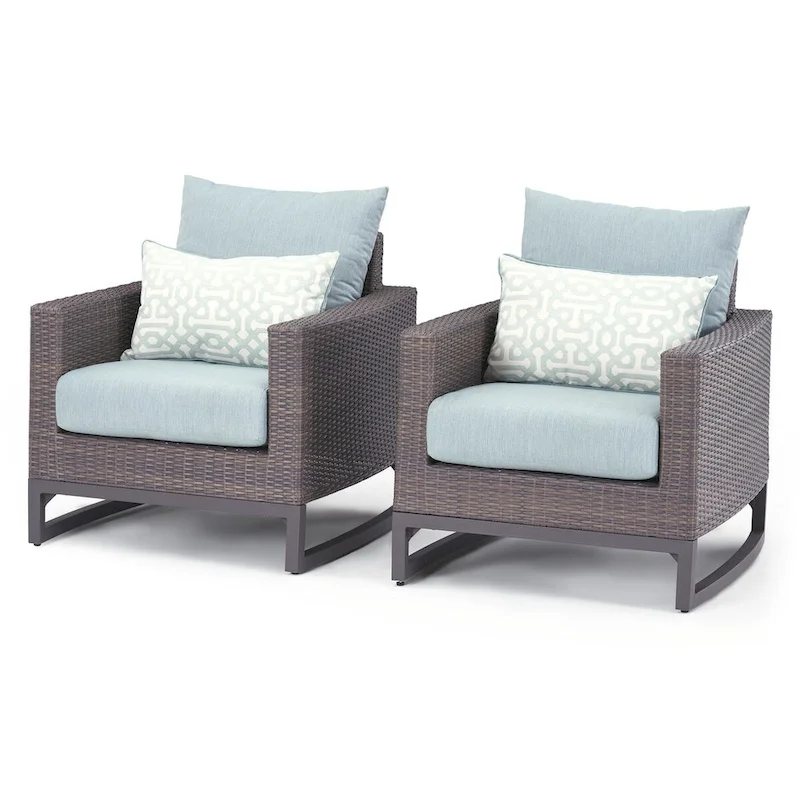 Milea 2 Piece Sunbrella Outdoor Patio Club Chairs - 32 W x 35 D x 31 H
