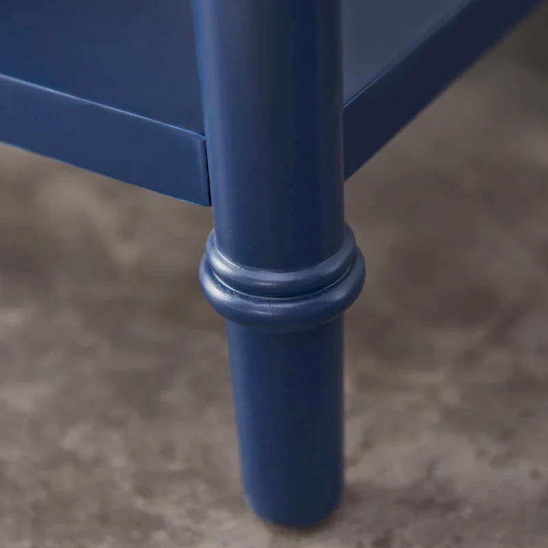 White Wood Narrow Side Table with Drawer and Shelf