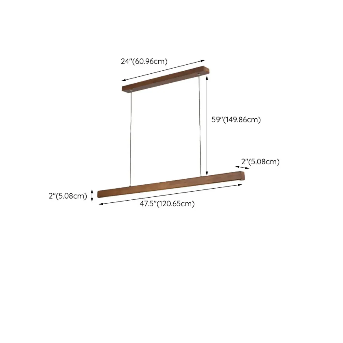 Walnut Wood Rustic Island Light in Rectangular Shape