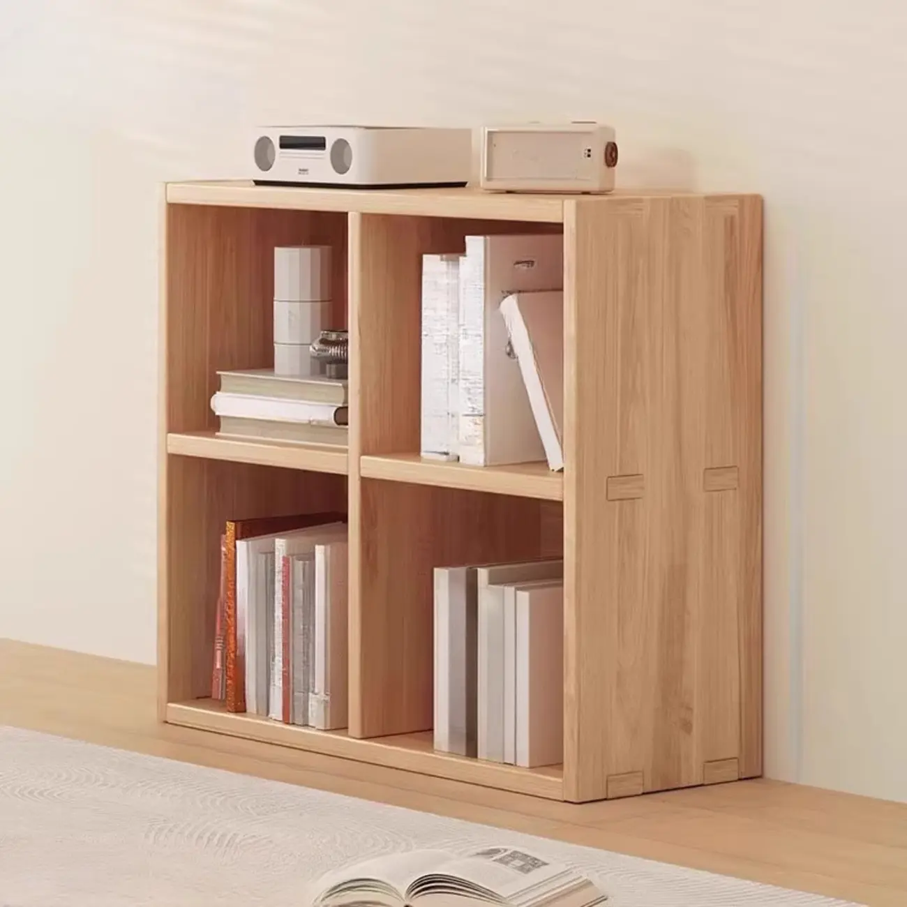 Horizontal Natural Finish 6-Cube Wood Shevling Unit Bookcase