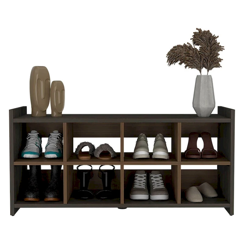 Shoe Rack, Eight Shoe Capacity, Carbon Espresso / Mahogany Finish