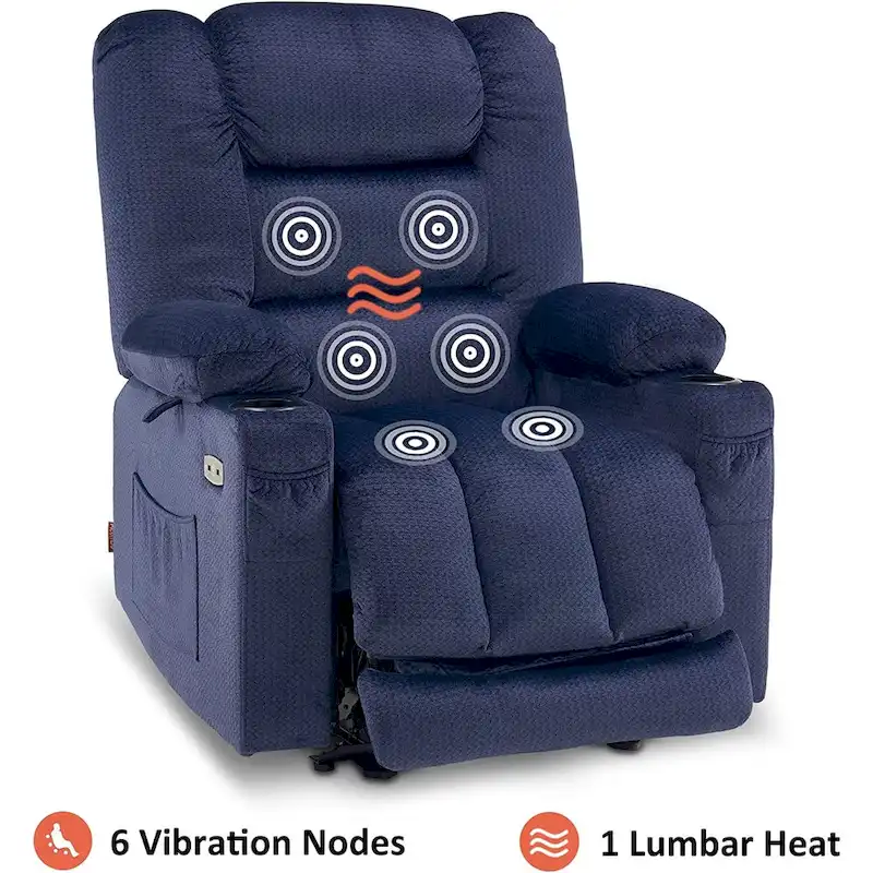MCombo Electric Power Recliner Chair with Heat and Massage, Fabric 6079/PR670