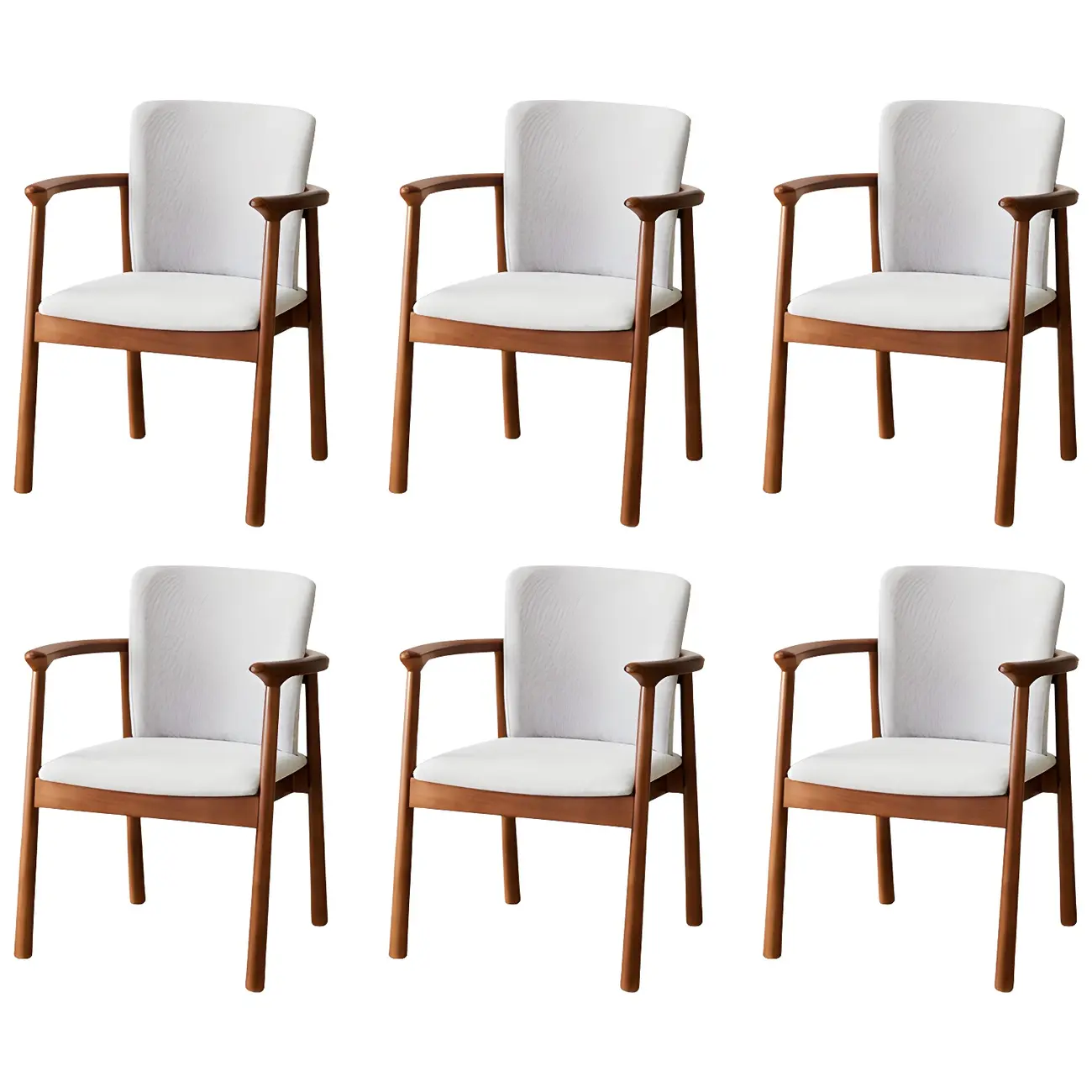 Modern Upholstered Rubberwood Arm Dining Chair Set of 2
