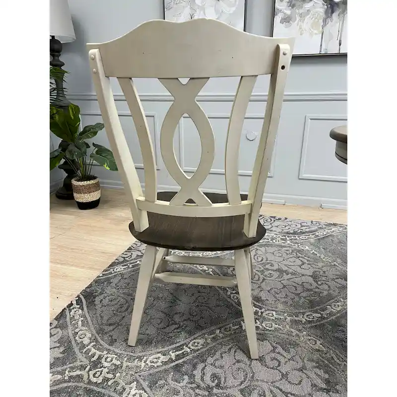 7 Piece Solid wood Two Tone Dark Brown & White Expendable Dining Set