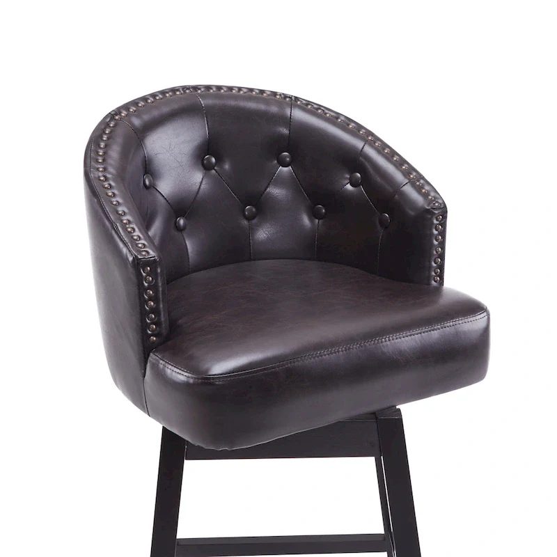 Roomfitters 33.25 Swivel Upholstered Counter Stools, Set of 2 Armless Bar Chairs with Rubberwood Frame and Footrest