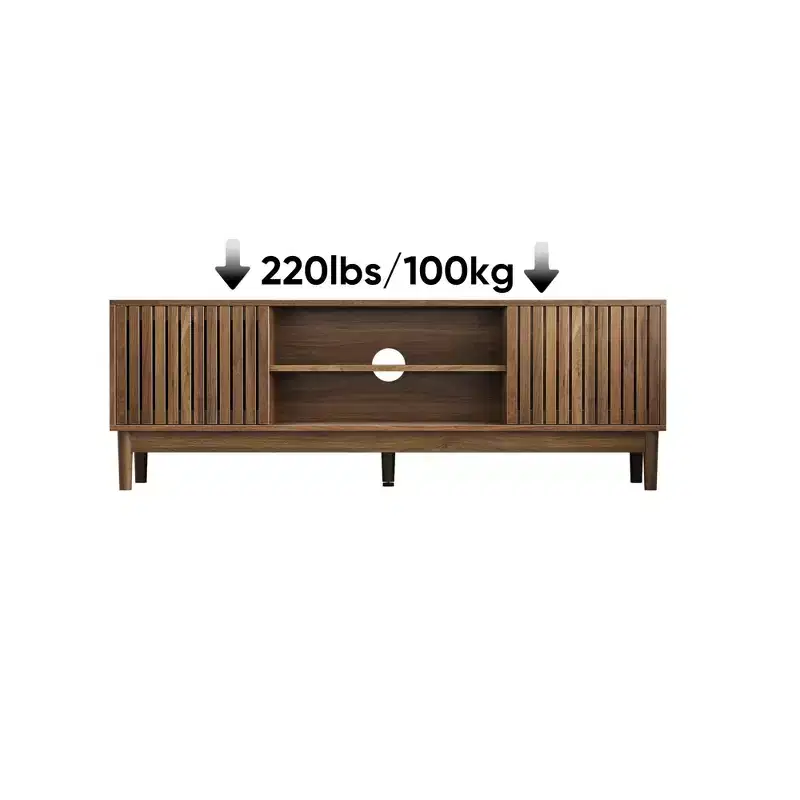 GDFStudio Rajesh Modern Wooden 55 TV Stand with Open Shelves and Cable Hole