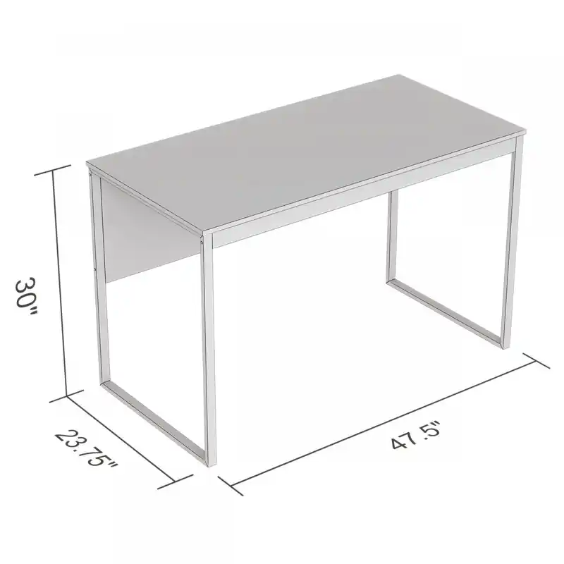 47 Computer Desk - Dark Taupe With Black Metal Base
